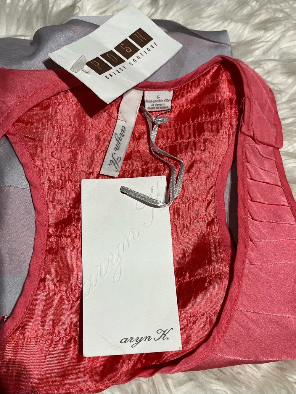 Aryn K Ruffled Color Block Silk - Like Racer Back Tank Top Shell - Picture 6 of 10